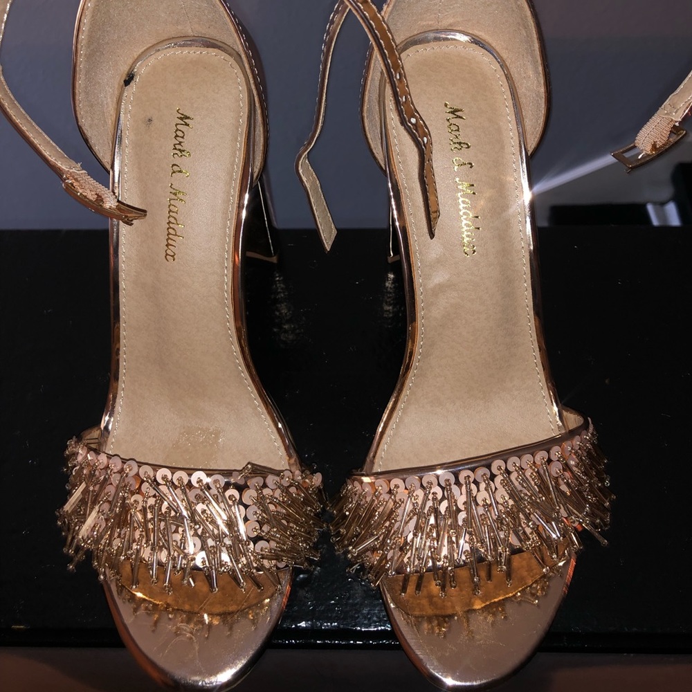 Gold Chunky Heel Sandals